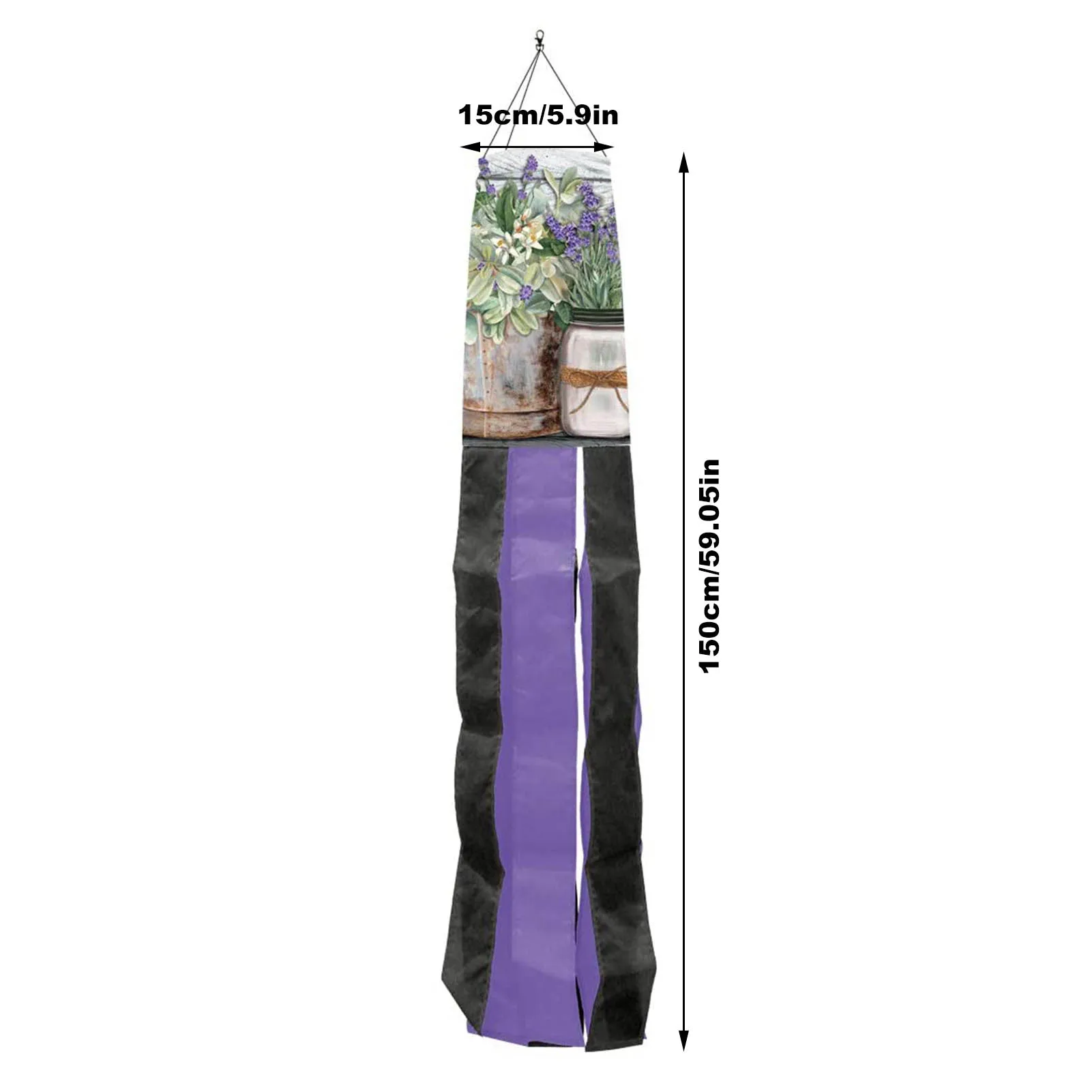 

60-inch Archaize Flowers Spring Windsock Balcony Wind Vane Outdoor Waterproof Hanging Flags Home Garden Decoration