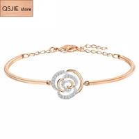 qsjie high quality swa original beautiful rose personality pink lady bracelet charming fashion jewelry