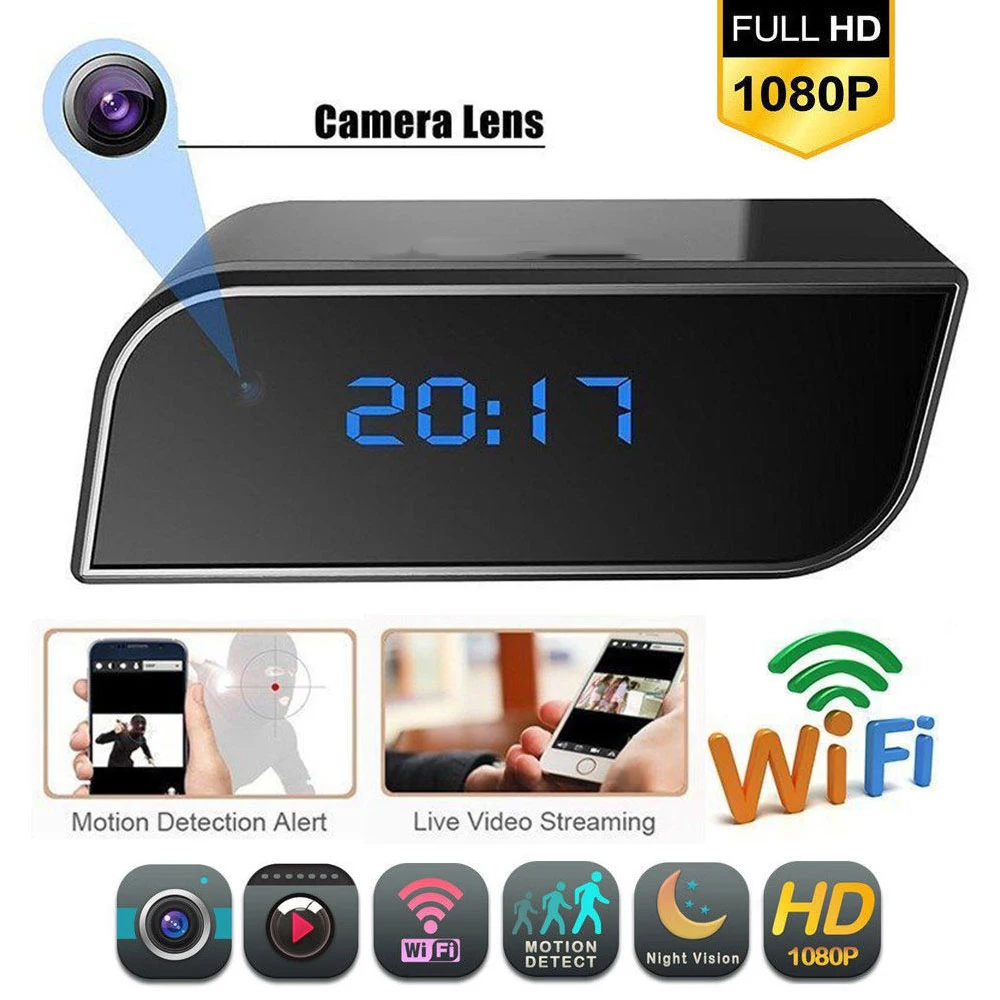 HD 1080P Wifi Clock Camera Mini IP Cam Video Audio DV DVR Recorder Night Vision Motion Detect Home Security P2P Micro Camcorder |