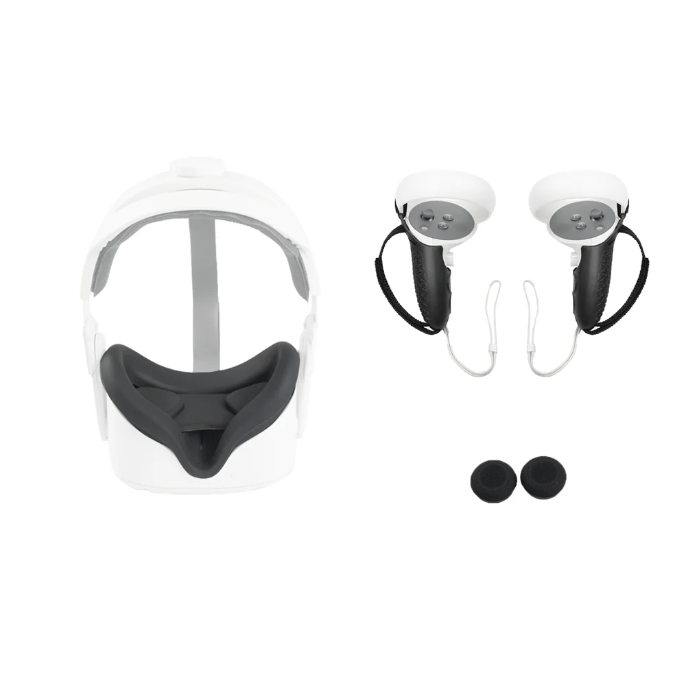 5in1 Silicone Eye Mask Lens Dust Cover Thumb Button Cap Grip Knuckle Strap For Oculus Quest 2 VR Controller Accessories | Электроника