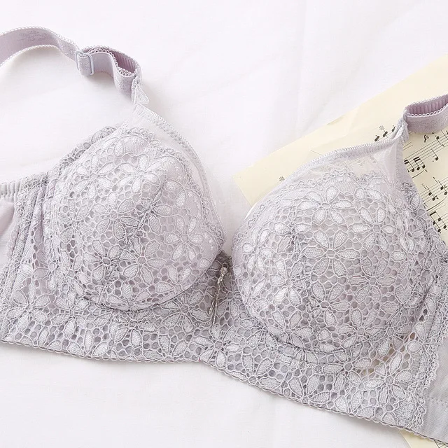 Женщин 3/4 чашки косточках НЕДОПОЛНЯЮЩУЮ Кружева Вышивка бюстгальтер женское