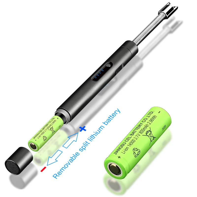 Type-C USB Rechargeable Electronic Candle Lighter Windproof Arc Battery Replaceable Power display for BBQ Outdoor Indoor | Дом и сад