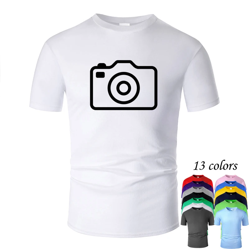 Camera Line Art футболка из хлопка с круглым вырезом для мужчин и женщин летняя унисекс
