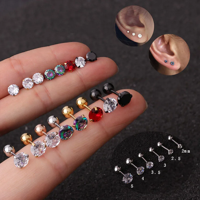 2 шт маленький круглый Cz ушной хрящ Rook Helix Snug Conch серьги 16G Prong Gem Monroe Tragus пирсинг уха
