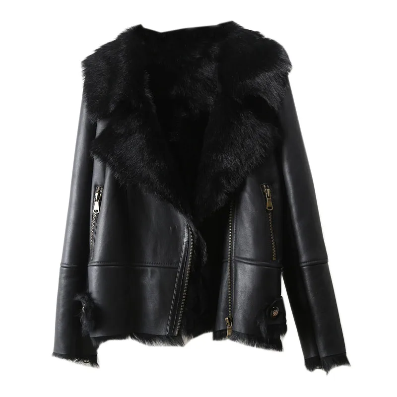 2022 short woman outerwear winter casual jacket lamb fur fur parka warm snow real fur coat fashion new Locomotive wool coat
