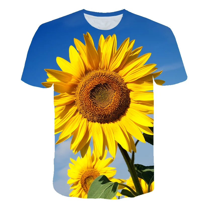 

Sunflower Print Short-Sleeved Men's O-Neck T-Shirt Funny Hip-Hop Street Sweatshirt 3D Printing Personalized Men's Clothing