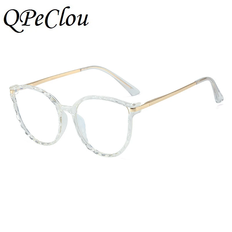 

2021 New Fashion Anti-blue Round Glasses Frame Women Vintage Luxury Crystal Transparent Eyeglasses Female Computer Spectacles