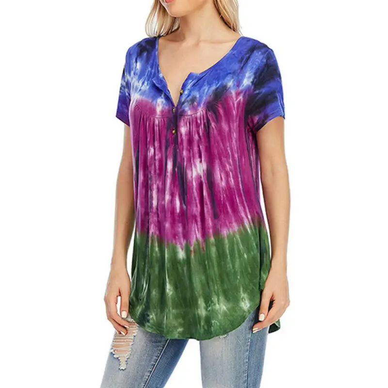 

Женская футболка с коротким рукавом и V-образным вырезом, свободного покроя