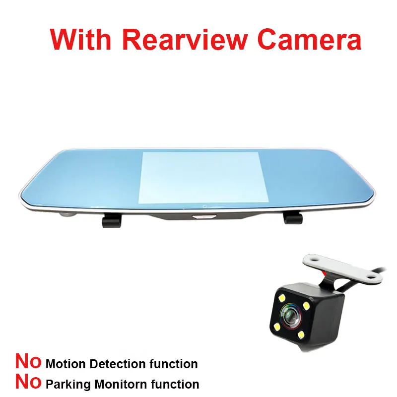 With Rear Lens Kampacar " сенсорное зеркало DVR Dash камера s видео рекордер двойной объектив авто видеорегистраторы с двумя камерами HD 1080P два автомобиля регистратор Cam - Название цвета: With Rear Lens