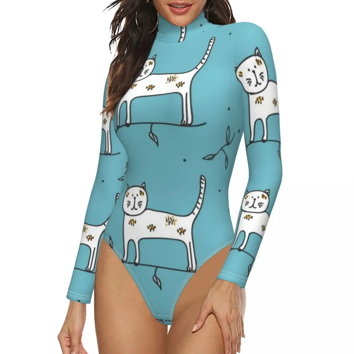 

Long Sleeve Slim Ladies Sexy Bodysuit Print ​Fashion Skinny Bodycon Women Bodysuit Clothing Clothes Suit Casual Female Tops