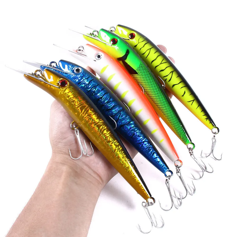 

MI113 Minnow Fishing Lures Sink Big Size Luya Hard Fishhook Simulation Baits Sea 3D Fish Artificia Spinning Tackle Tool Gears