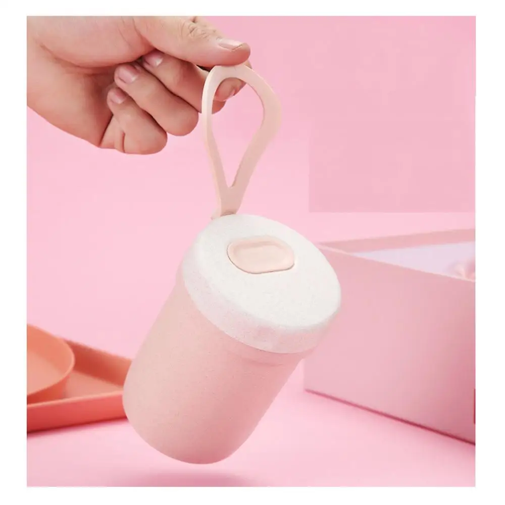 300 мл Высокое качество Пшеничная солома герметичная чашка с крышкой вода завтрак