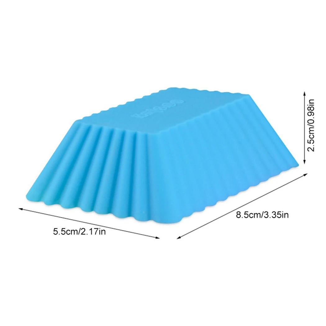 

Cake Making Mold Silicone 10PCS DIY Rectangle Nonstick Baking Mold high temperature resistant Muffin Mold random colors