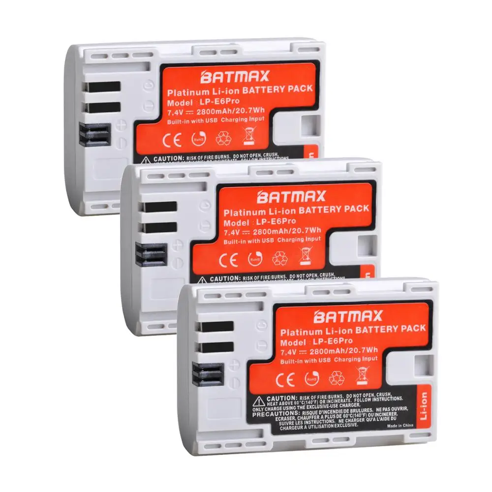 3Pcs 1 шт. 2800 мАч usb зарядное LP-E6 LP E6 LPE6 LP E6N аккумулятор для камер Canon 5D Mark II III 7D 60D EOS 6D 70D 80D EOS 5DS R - Цвет: 3Pcs