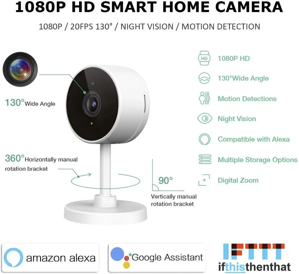 Умная Wi Fi камера 1080p беспроводная комнатная IP видеонаблюдения 2 4G с ночным