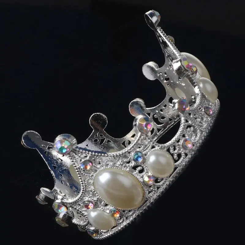 

Baby Luxury Rhinestone Pearl Crown Mini Tiara Headband Princess Birthday Decor