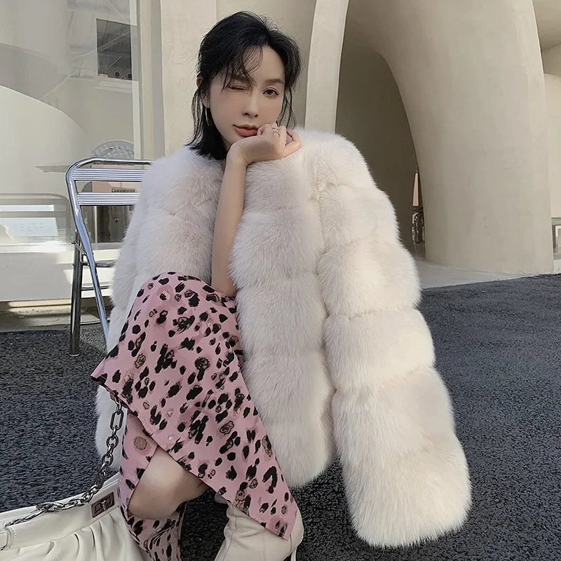 

fox fur short fur coat young fur one long sleeve fashion