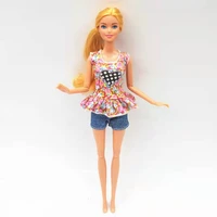 16 bjd accessories fashion floral ruffle shirt tank tops denim jeans shorts for barbie dolls clothes outfits kids cosplay toys