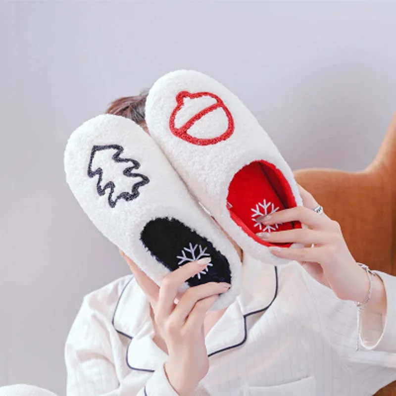 Cute funny eyes slippers household fall/winter indoor plush couples plush cotton slippers female home