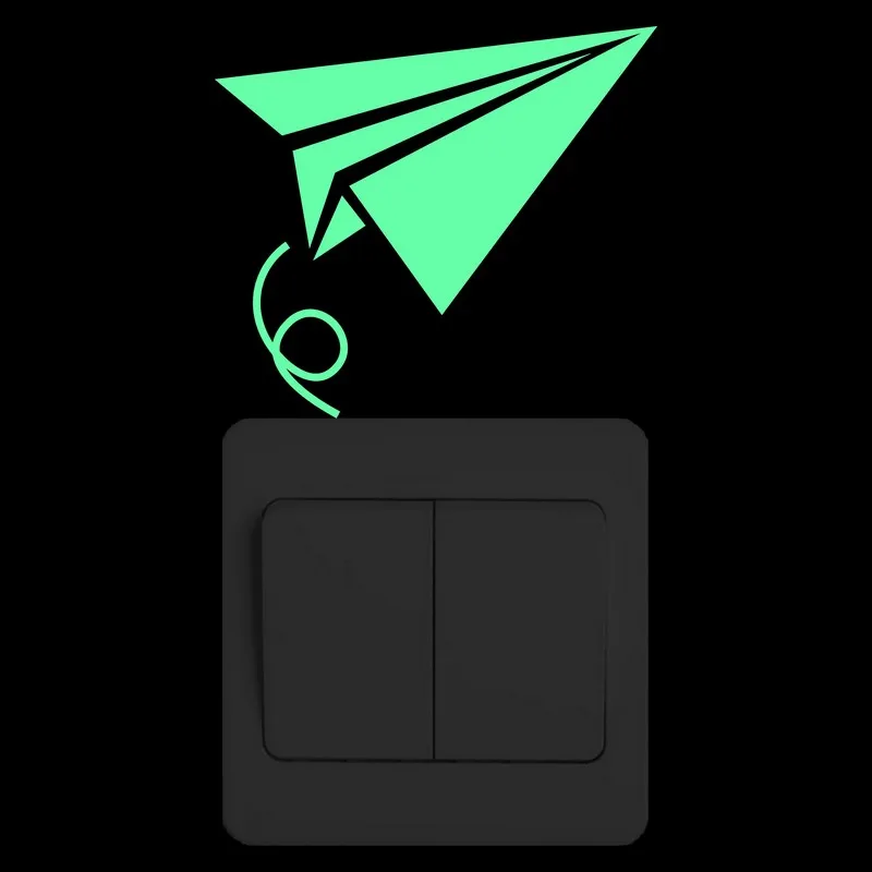 Мультяшный бумажный самолет светящийся в темноте переключатель стикер детская