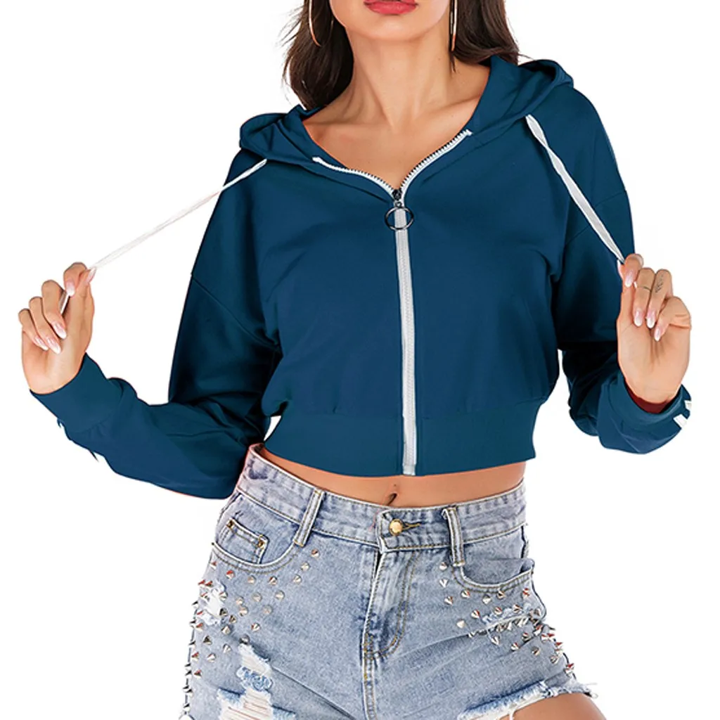 

Fashion Autumn Stripe Zipper Hoodies Womens Sweatshirts Casual Loose Solid Color Long Sleeve Hooded Coat Sudaderas Para Mujer F7