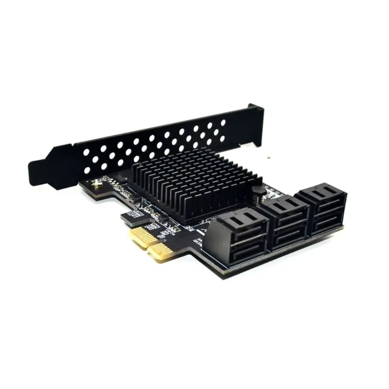 

Black 6 Ports SATA 3.0 to PCIe Expansion Card PCI Express SATA Adapter SATA 3 Converter with Heat Sink for HDD Kit