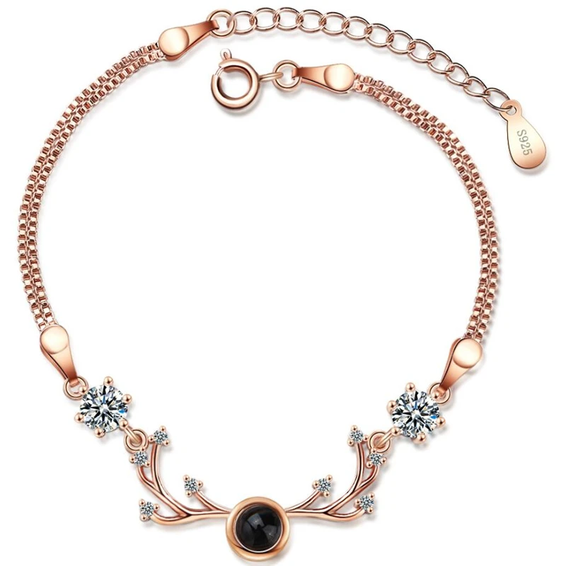 Популярные Проекционные видимые оленьи серебряные женские браслеты с