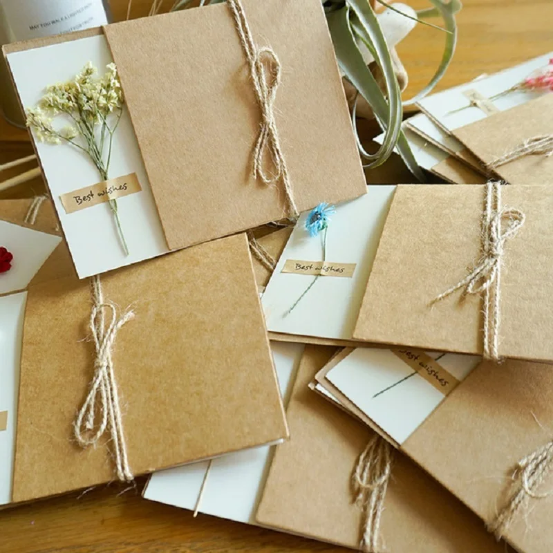 

20pack 12x17cm Kraft Paper Envelope Greeting Card Postcard Blessing Message Letter Gift Dried Flowers Birthday Wishes Stationery