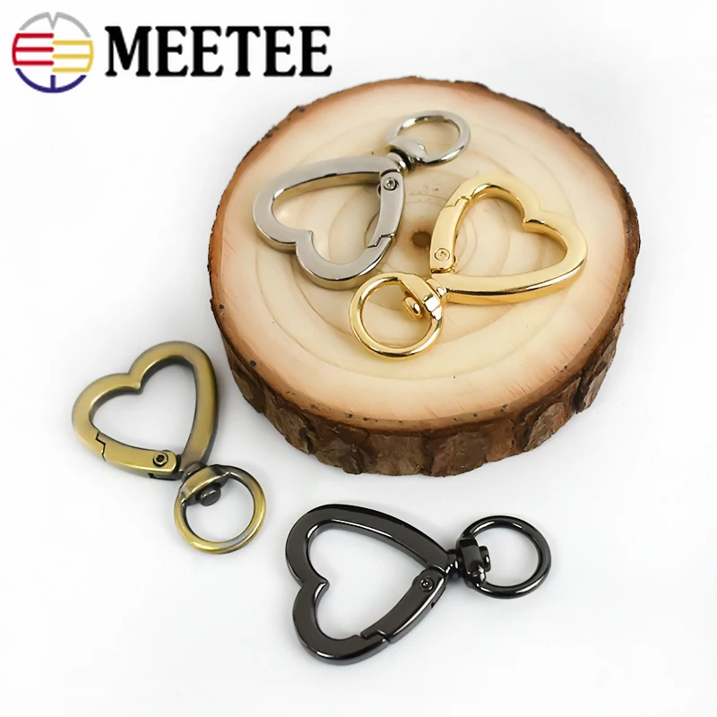 Meetee 5/10 шт. 11x4 0 мм/11x44 мм Пружинные пряжки в форме сердца металлическая открытая