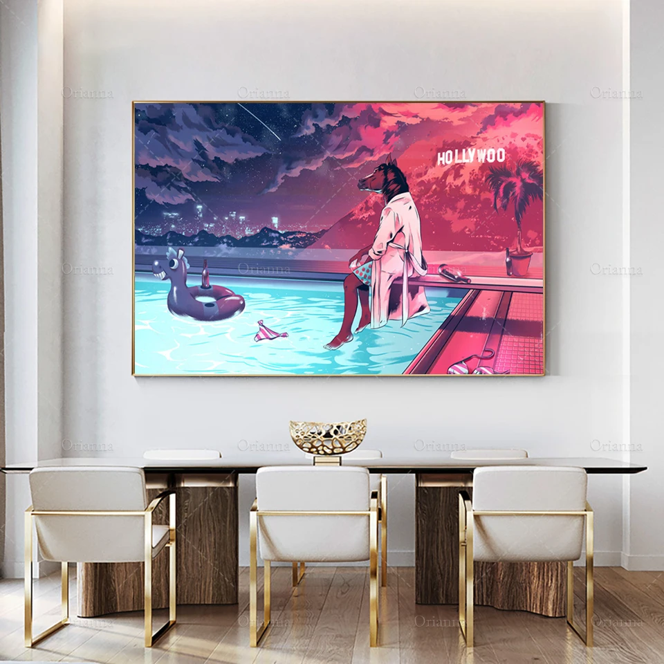 

Nordic Horse Head Abstract Figure Wall Art Canvas Painting Posters And Prints Wall Modular Pictures For Living Room Home Decor