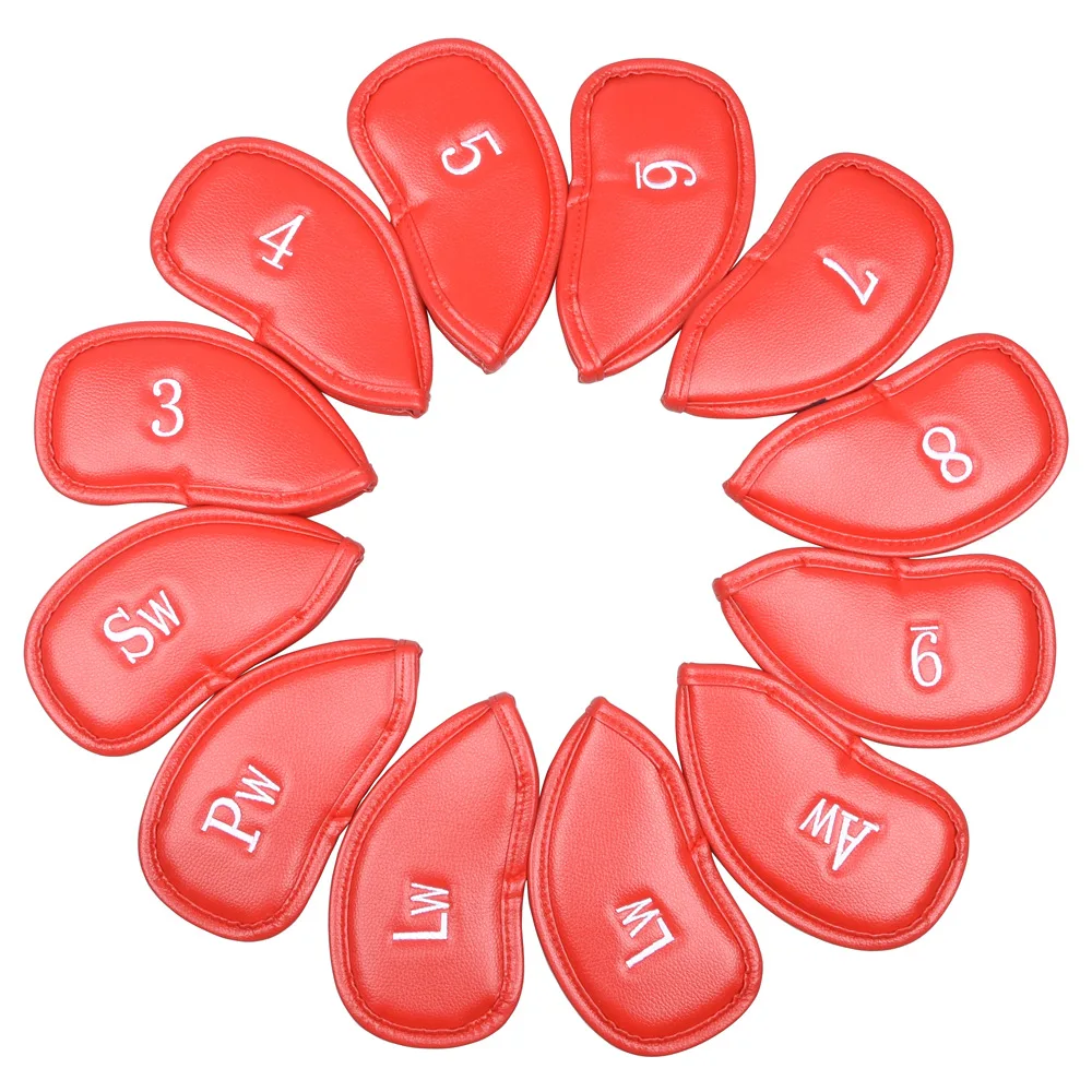 

12 Pcs Deluxe Synthetic Leather Golf Iron Head Covers Club Headcover Waterproof for All Irons Club DripShipping