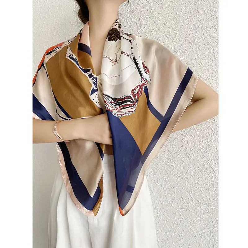 

Женский платок с принтом, тонкий квадратный платок 90*90 см