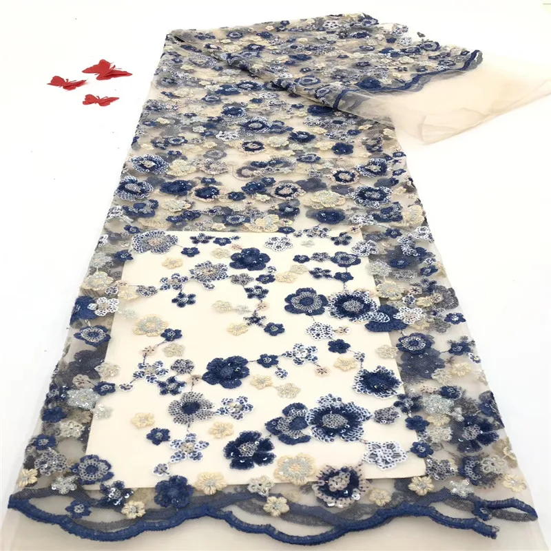 

Madison Latest african lace fabric high quality sequins lace embroidery french lace fabric for fabric 5yards For Dress
