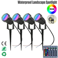 5w led rgb landscape lights ac85 265v waterproof spotlights remote control garden yard path lawn lamps cob pathway light d30
