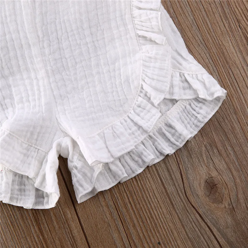 

5 Color Brand Baby Girls Cotton Linen Clothes Set Summer Baby Girls Fly Sleeve Tops+Shorts Pants 2Pcs Solid Color Suits 0-24M