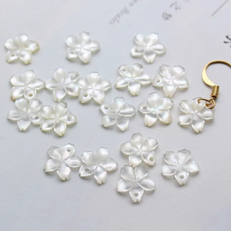 5 шт./пакет натуральная перламутровая подвеска в форме маленького лепестка вишни