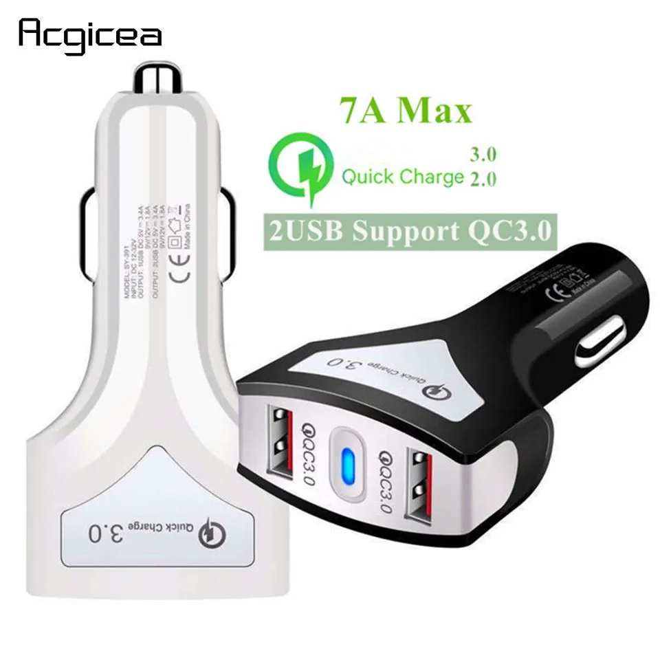 Автомобильное зарядное устройство с двумя портами USB Quick Charge 4,0 3,0 Для iPhone 11 Pro Max QC3.0, автомобильное зарядное устройство для быстрой зарядки, автомобильное зарядное устройство для мобильного телефона