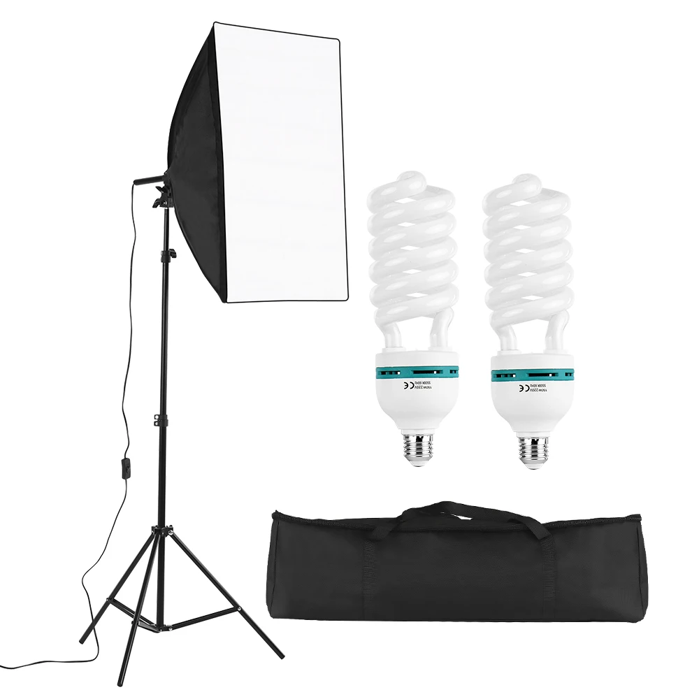 

Photo Studio Professional Photography Accessories Props Light Kit 50*70cm Softboxes 5500K Lamp Bulbs/2M Light Stand/Carry Bag