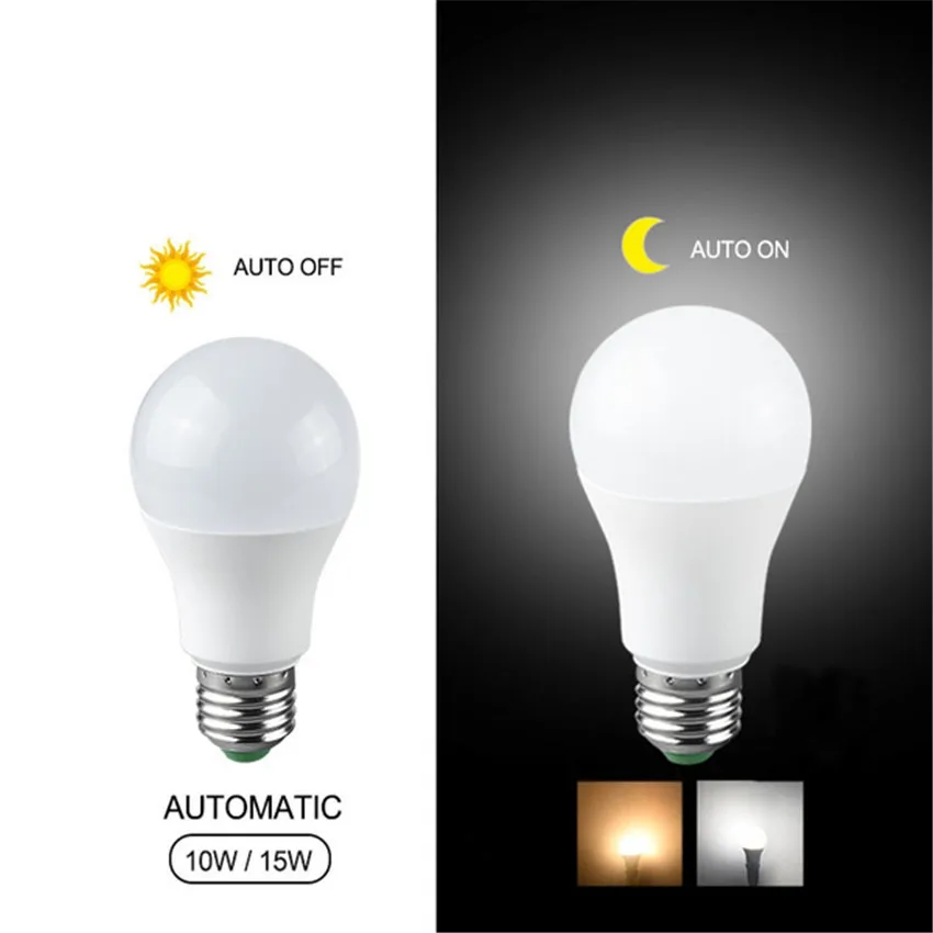 Светодиодный Сенсор Лампа 220V 110V заката до рассвета светильник лампочка E27 B22 IP44