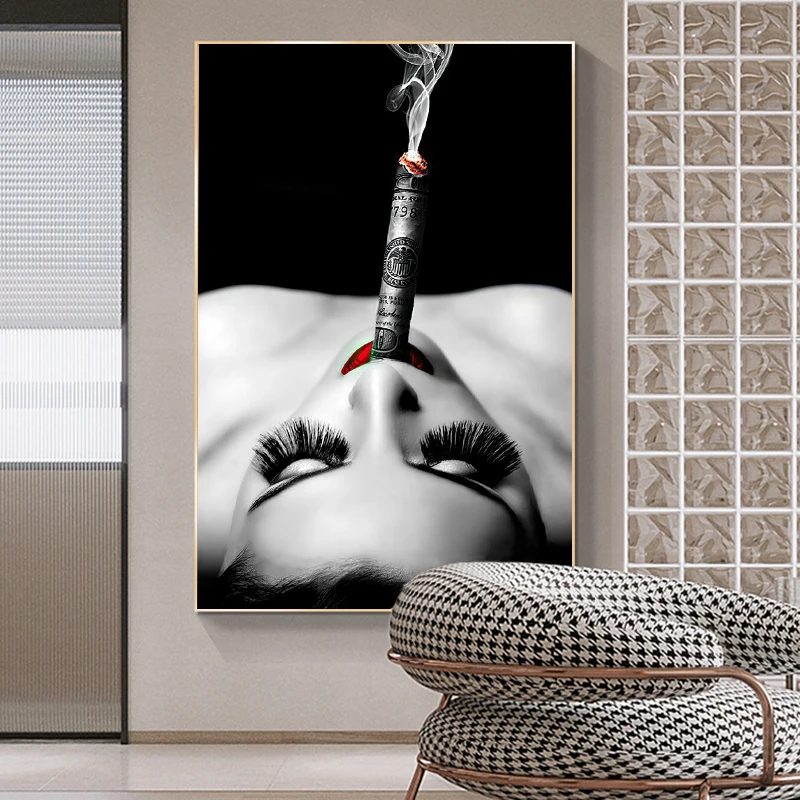 

Sexy Body Woman Poster Canvas Painting and Prints Smoking Naked Woman Wall Art Picture for Living Room Home Decoration Cuadros