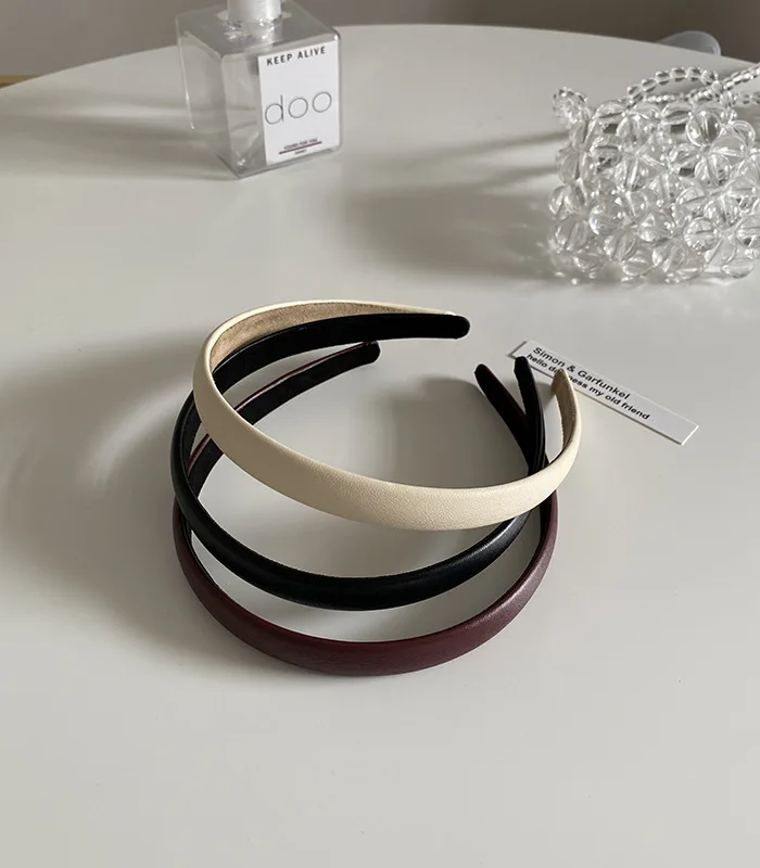 Повязка для волос из искусственной кожи женская винтажный ободок с широким