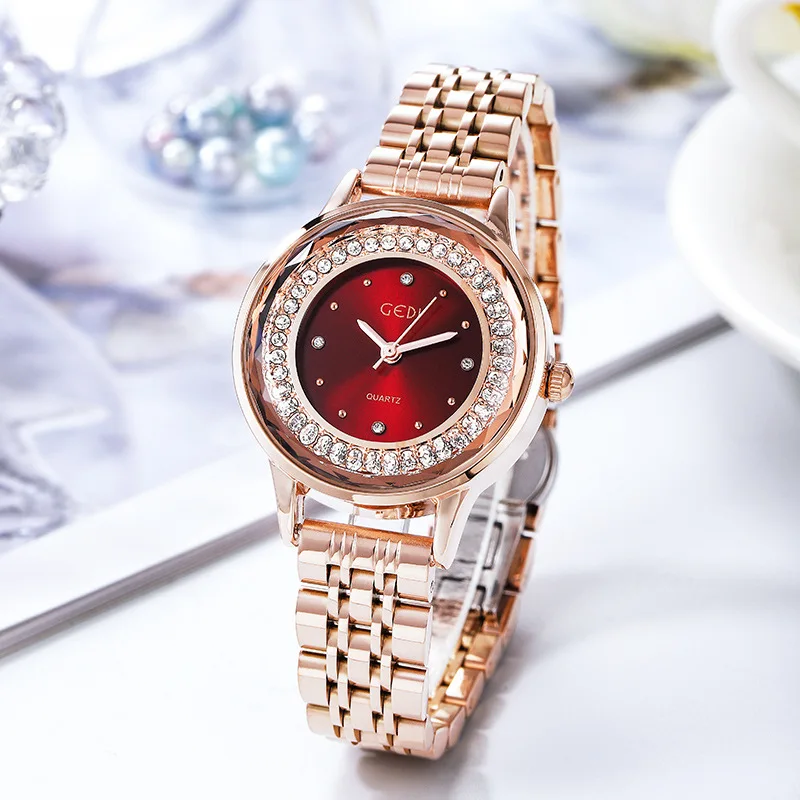 Новые женские часы розового золота деловые кварцевые дамские Роскошные