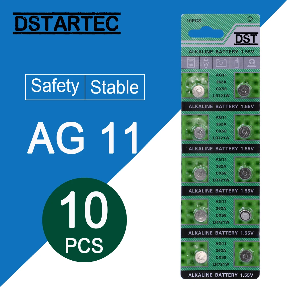 10 шт. 30 мАч 1 55 в AG11 SG11 LR58 SR58 162 361 362 LR721 SR721 SR720 G11 кнопочные батареи для часов игрушек