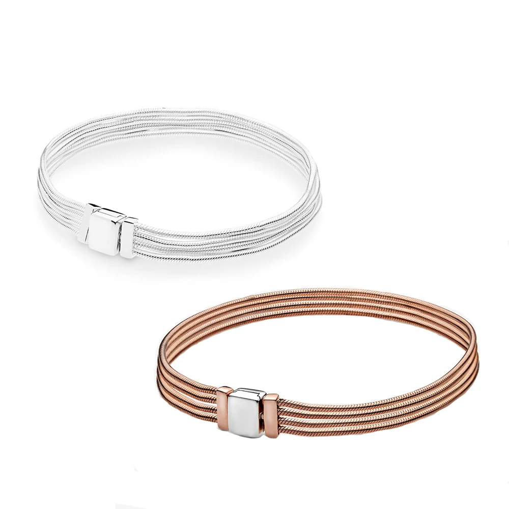 

Новый Блестящий Серебряный браслет-цепочка со змеиным плетением, подходит для ювелирных изделий pandora Diy с Европейским оригиналом