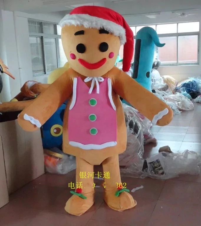 

Gingerbread Man Mascot Costume Character Fancy Dress Christmas Carvinal Cartoon Adult Size Mascot