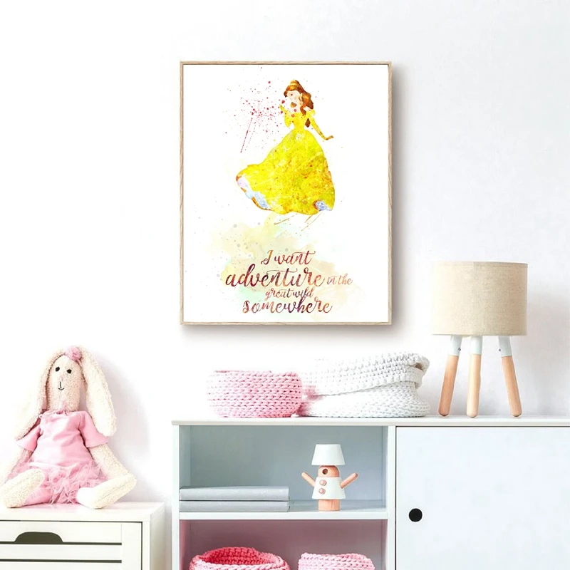 Фото Красота принцесса Акварельная живопись картина для маленьких девочек Декор
