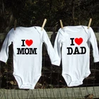 Детский хлопковый комбинезон с длинным рукавом, с надписью I Love Dad Mom