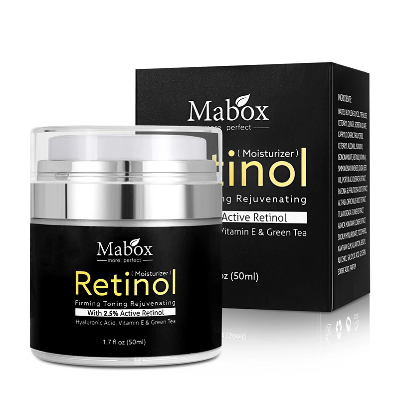 

Mabox Face Cream 50Ml Retinol 2.5% Moisturizer Hyaluronic Acid Antiaging Remove Wrinkle Vitamin E Collagen Whitening Cream