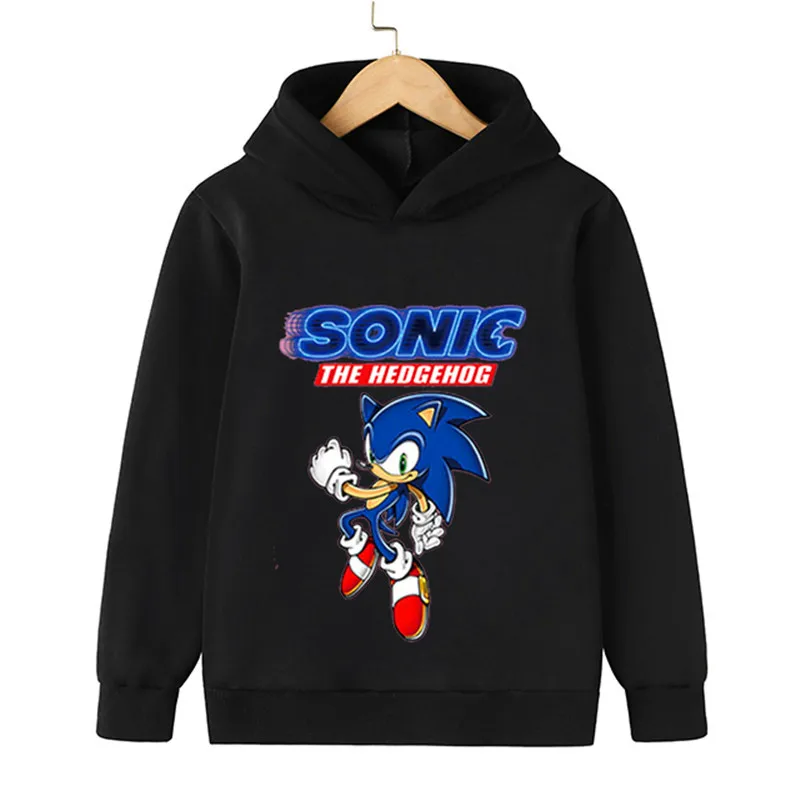 

2021 Autumn Winter Warm 4-14Years Old Children Long Sleeve Cartoon Sonic Print Baby Fleece Handsome Kids Boy Sweatshirt