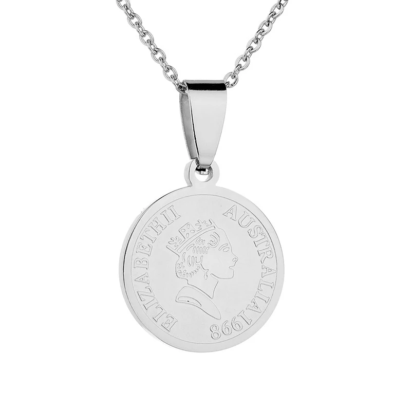 Круглое ожерелье Sinogaa из нержавеющей стали 316L с медалью Подвеска для женщин